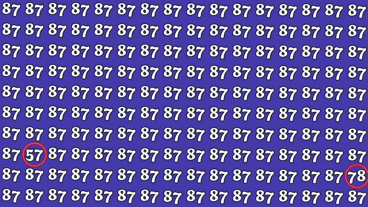 Optical Illusion: Within 5 Seconds Spot The Number 78 and 57 among 87