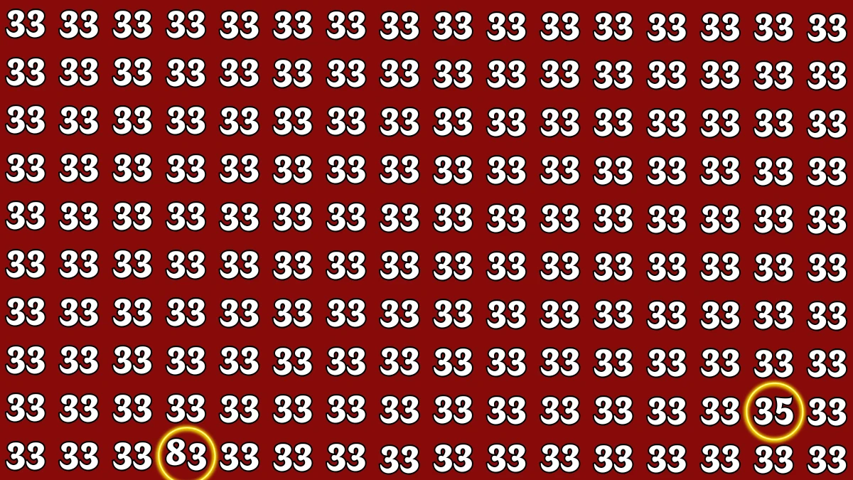 Optical Illusion: Within 5 Seconds Spot The Number 83 and 35 among 33