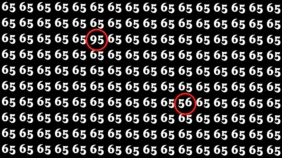 Optical Illusion: Within 5 Seconds Spot The Number 95 and 56 among 65s