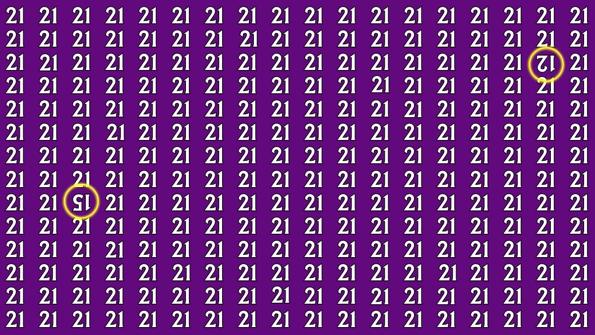 Optical Illusion: Within 6 Seconds Spot The Inverted 12 and 15 among 21s