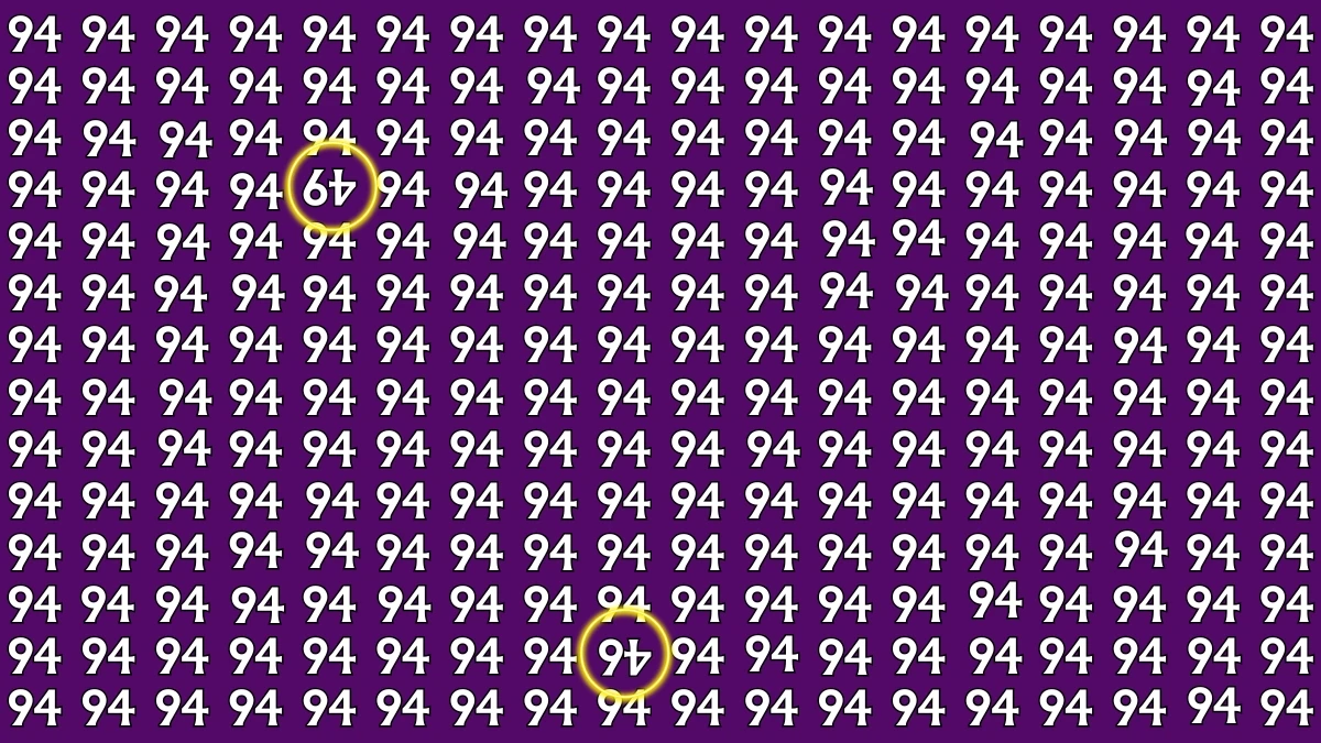 Optical Illusion: Within 6 Seconds Spot The Inverted 46 and 49 among 94s