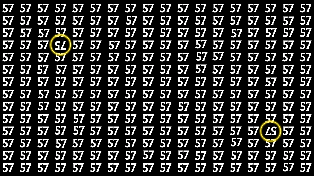 Optical Illusion: Within 6 Seconds Spot The Inverted 57 and 75 among 57s