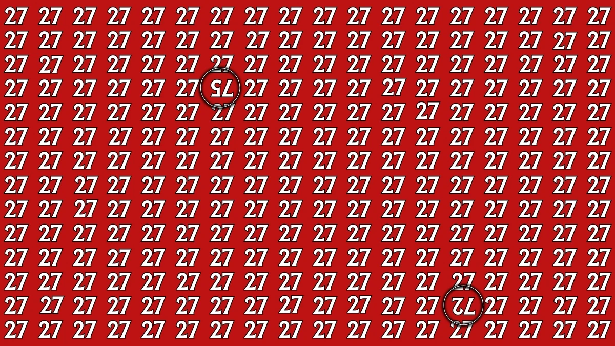 Optical Illusion: Within 6 Seconds Spot The Inverted 72 and 75 among 27s