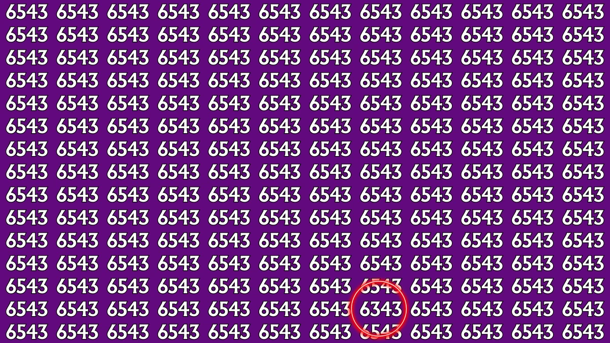 Optical Illusion: Within 6 Seconds Spot The Number 6543 among 6343