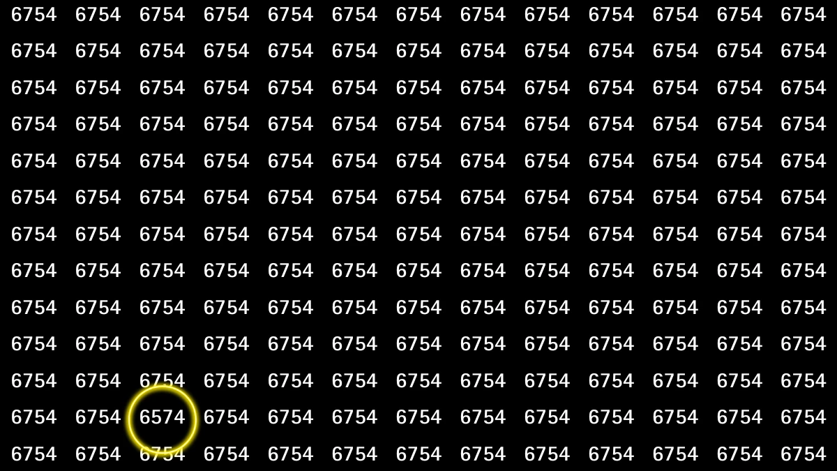 Optical Illusion: Within 6 Seconds Spot The Number 6574 among 6754s