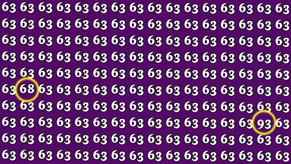 Optical Illusion: Within 6 Seconds Spot The Number 93 and 68 among 63s