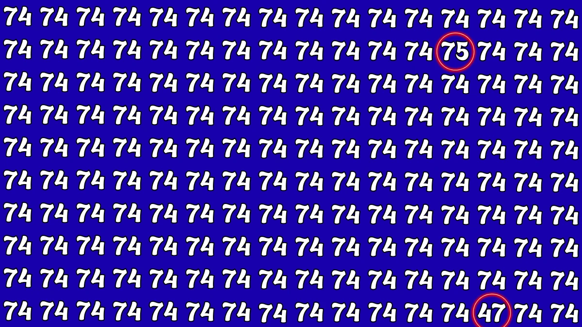 Optical Illusion: Within 7 Seconds Spot The Number 47 and 75 among 74
