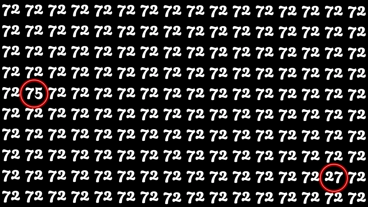 Optical Illusion: Within 7 Seconds Spot The Number 75 and 27 among 72