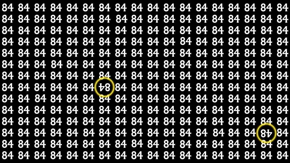 Optical Illusion: Within 8 Seconds Spot The Inverted 48 and 84 among 84s
