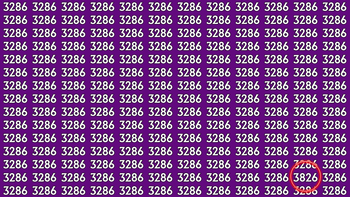 Optical Illusion: Within 8 Seconds Spot The Number 3826 among 3286s