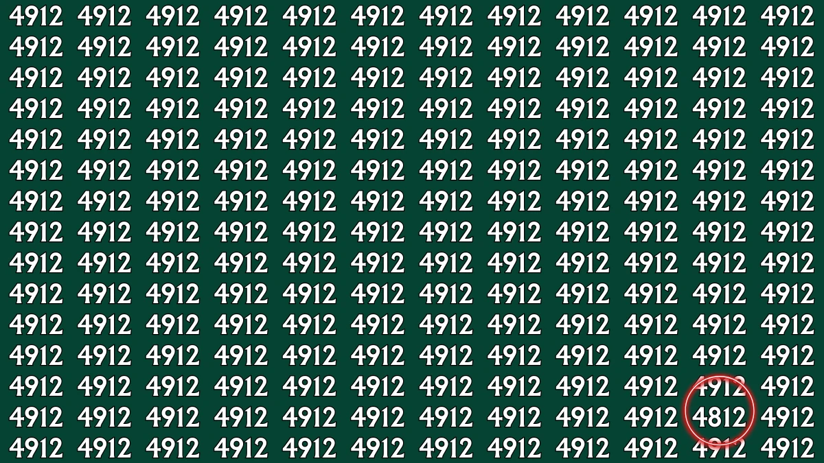 Optical Illusion: Within 8 Seconds Spot The Number 4812 among 4912s