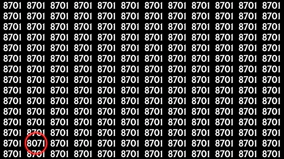 Optical Illusion: Within 8 Seconds Spot The Number 8071 among 8701