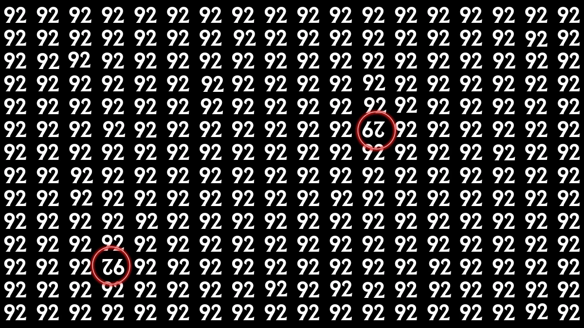 Optical Illusion: Within 9 Seconds Spot The Inverted 92 and 29 among 92s