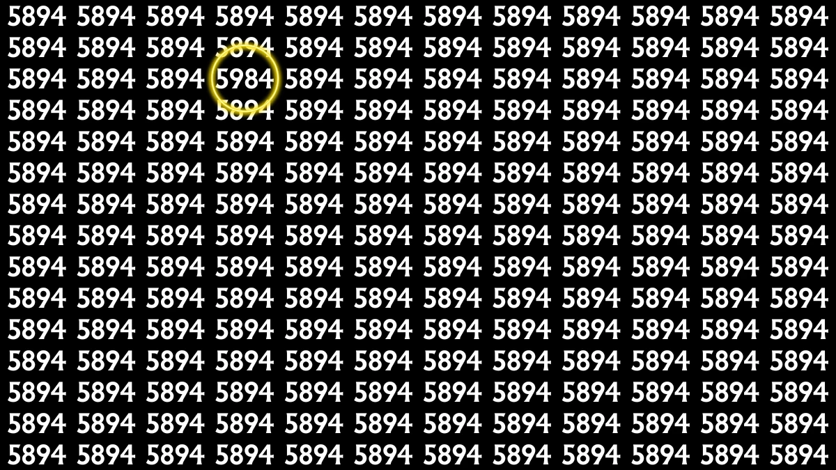 Optical Illusion: Within 9 Seconds Spot The Number 5984 among 5894s
