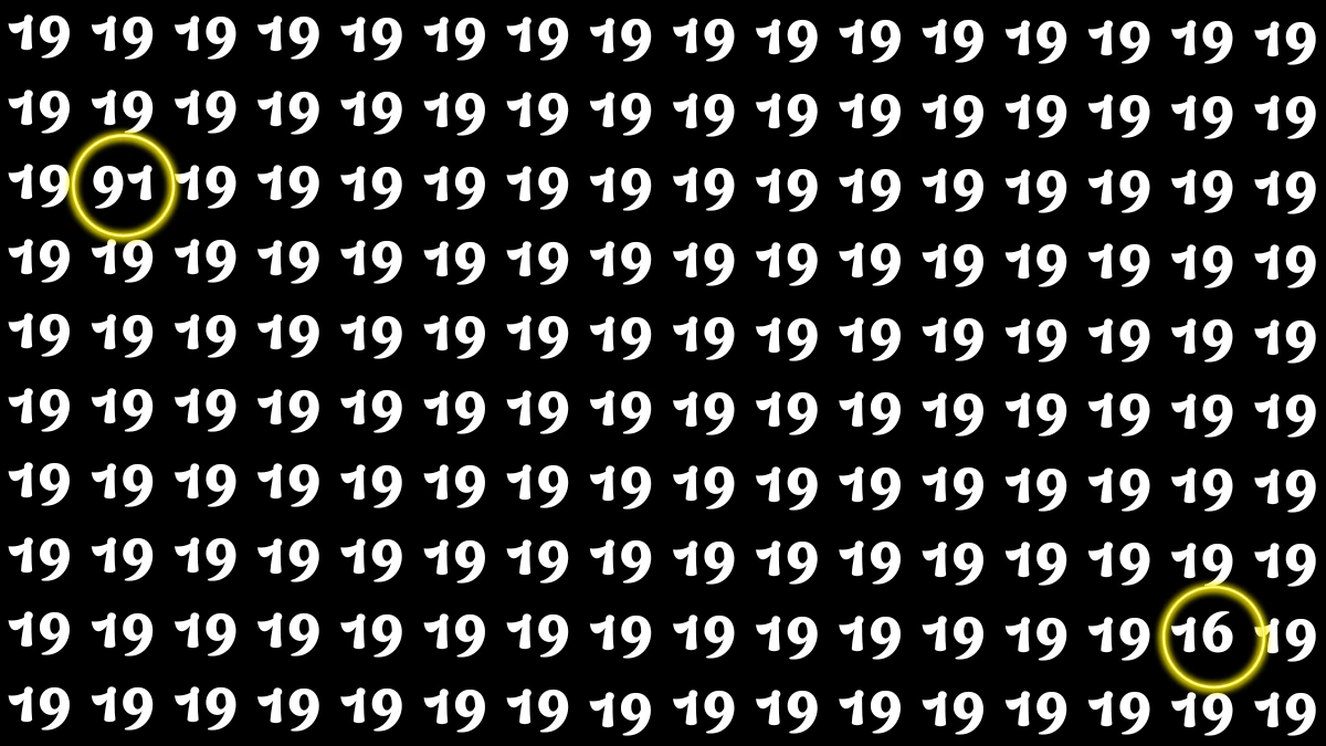 Optical Illusion: Within 9 Seconds Spot The Number 91 and 16 among 19s