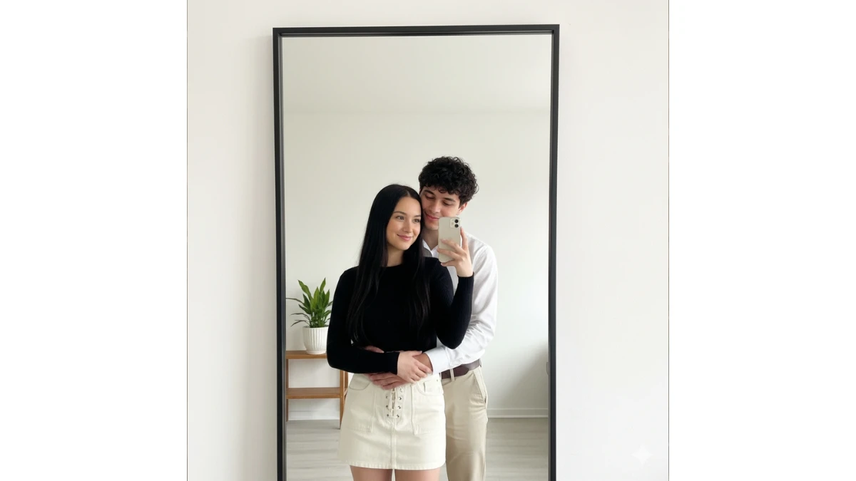 10 Portrait Mirror Selfie Photo Editing Gemini AI Prompts Copy Paste for Couples