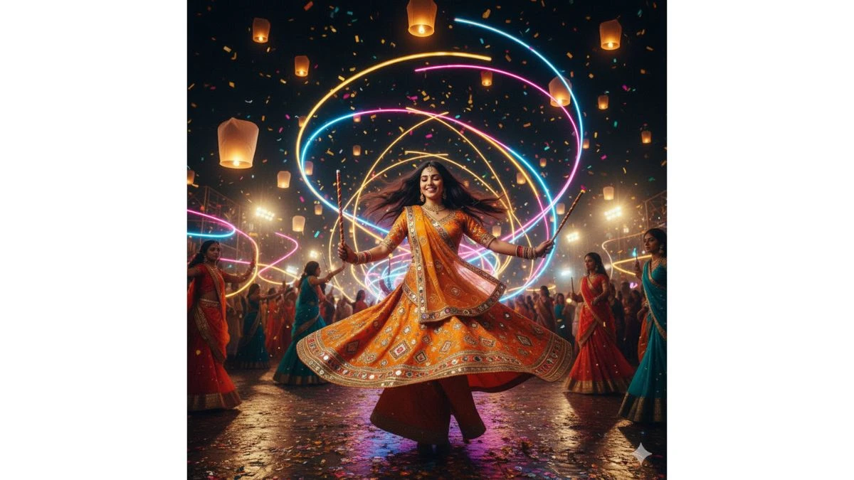 10 Google Gemini AI Navratri Prompts Copy Paste to Make Realistic AI Dandiya and Garba Night Pictures