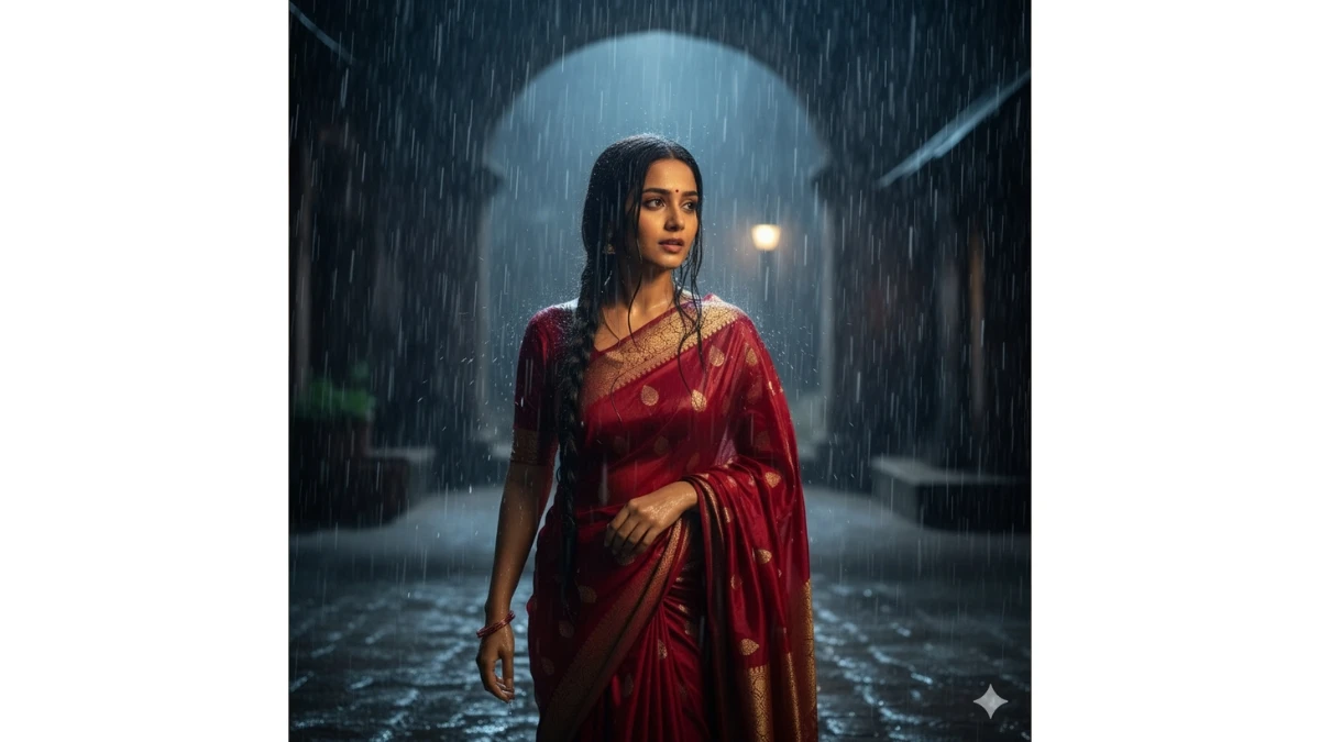 Gemini AI Photo Editor Red Saree Prompts Copy Paste for Girls Turn Your Selfie Into A Bollywood-Style