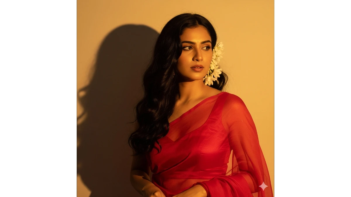 Gemini AI Photo Editor Red Saree Prompts Copy Paste for Girls Turn Your Selfie Into A Bollywood-Style