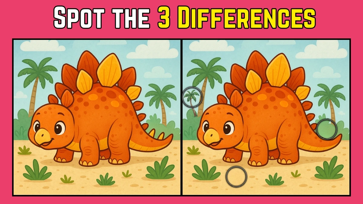 Spot the Difference: Within 7 Seconds Spot The 3 Differences in this Dinosaur Image