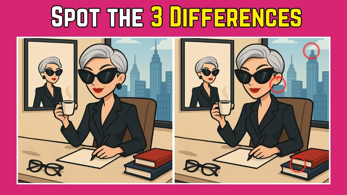 Spot the Difference: Within 7 Seconds Spot The 3 Differences in this Working Lady Image