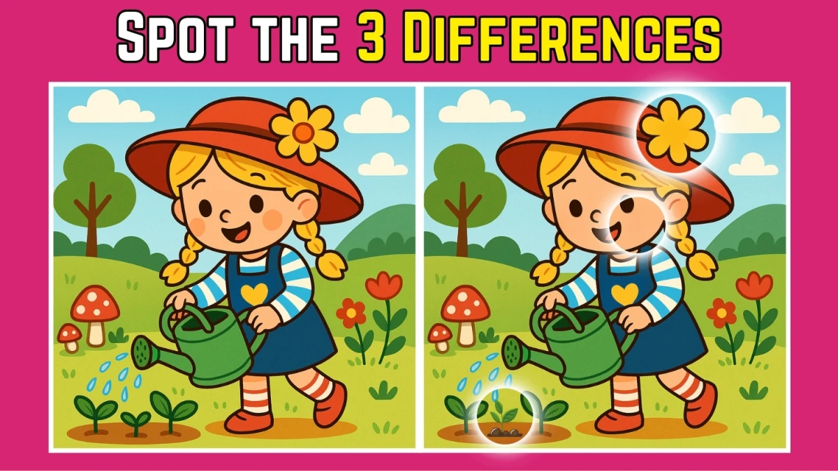 Spot the Difference: Within 8 Seconds Spot The 3 Differences in this Girl Planting Image