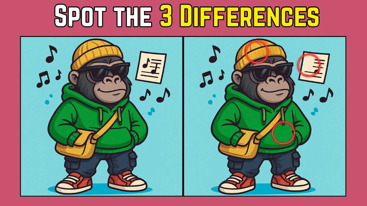 Spot the Difference: Within 8 Seconds Spot The 3 Differences in this Gorilla Image