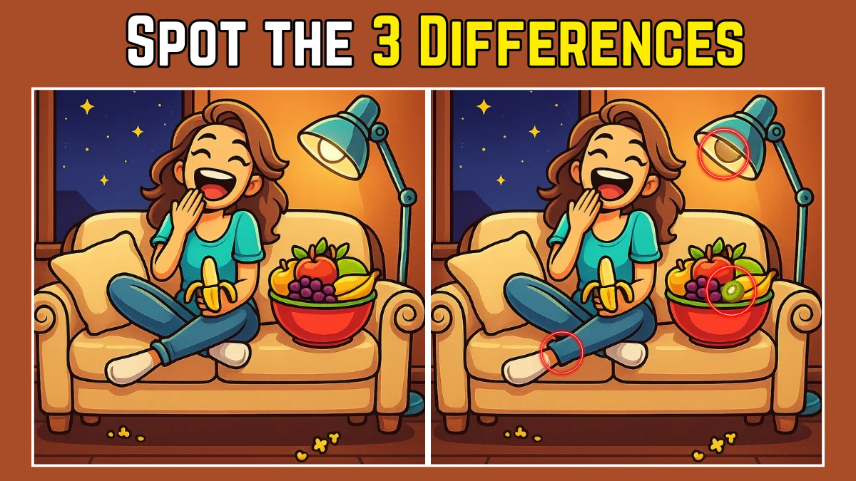 Spot the Difference: Within 9 Seconds Spot The 3 Differences in this Girl Eating Fruit Image