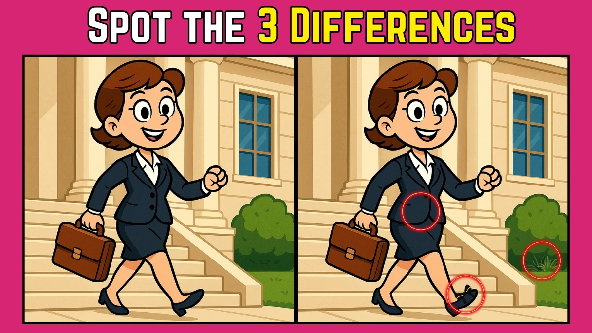 Spot the Difference: Within 9 Seconds Spot The 3 Differences in this Girl going to work Image