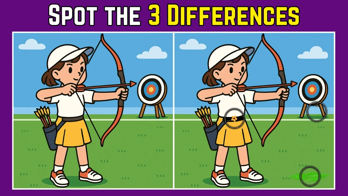 Spot the Difference: Within 9 Seconds Spot The 3 Differences in this Lady Archer Image