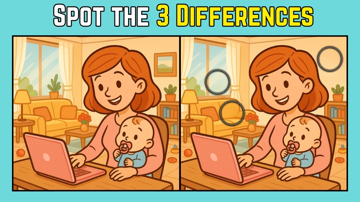 Spot the Difference: Within 9 Seconds Spot The 3 Differences in this Mom and Child Image