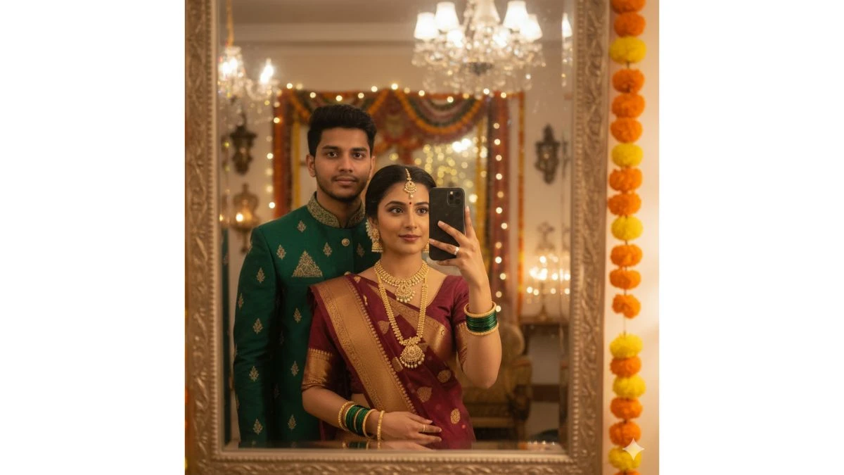 Top 5 Gemini AI Photo Editing Mirror Selfie Prompts Create Hyper-Realistic Festive Couple Portraits