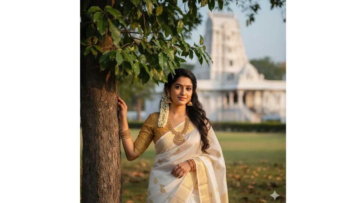 6 Insta Trending South Indian Saree Gemini AI Photo Prompts Create Traditional Divine Portraits