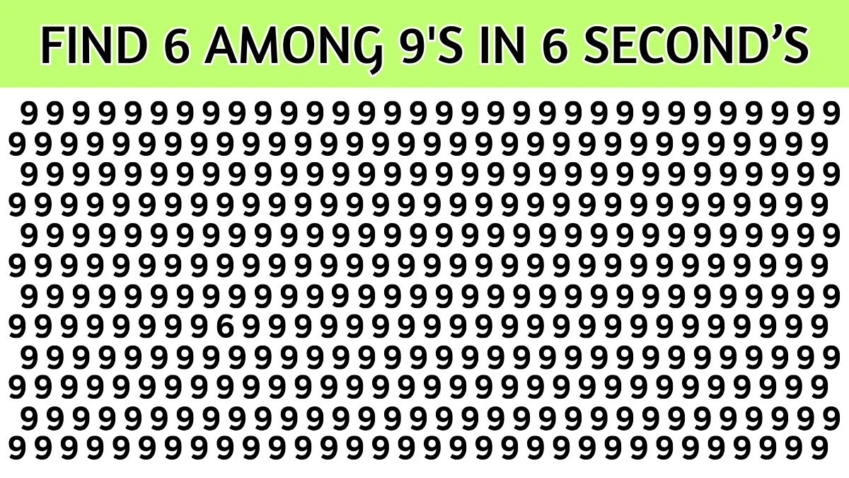 Optical Illusion IQ Test: If You Have Eagle Eyes, Find the Number 6 among a series of 9's in 6 seconds!