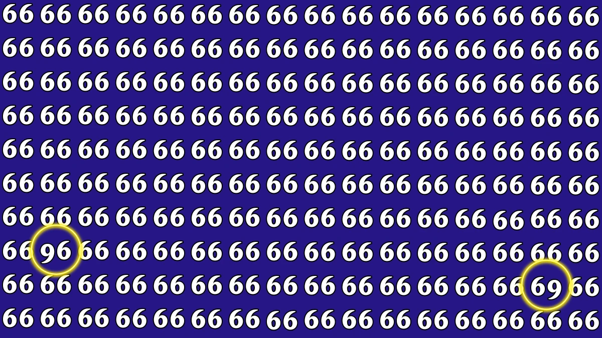Optical Illusion: Within 6 Seconds Spot The Number 96 and 69 among 66s