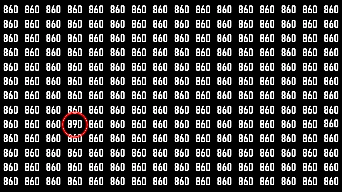 Optical Illusion 890 Challenge: Only People with Sharp Eyes Can spot the Number 890 among 860