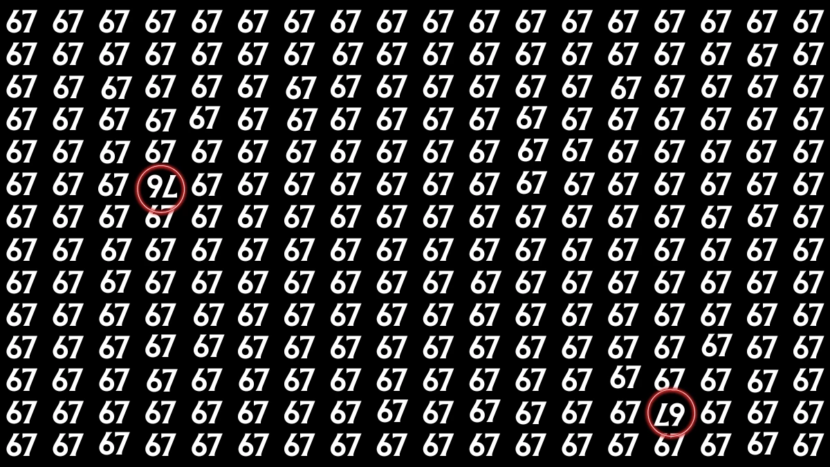 Brain Teaser: Within 7 Seconds Spot The Inverted 67 and 76 among 67s