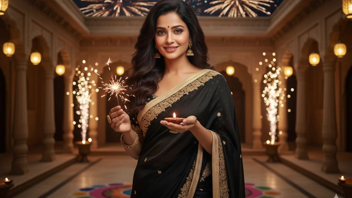 50 Gemini AI Retro Photo Editing Prompts for This Diwali (Girls): Create 90s-inspired Cinematic AI portraits