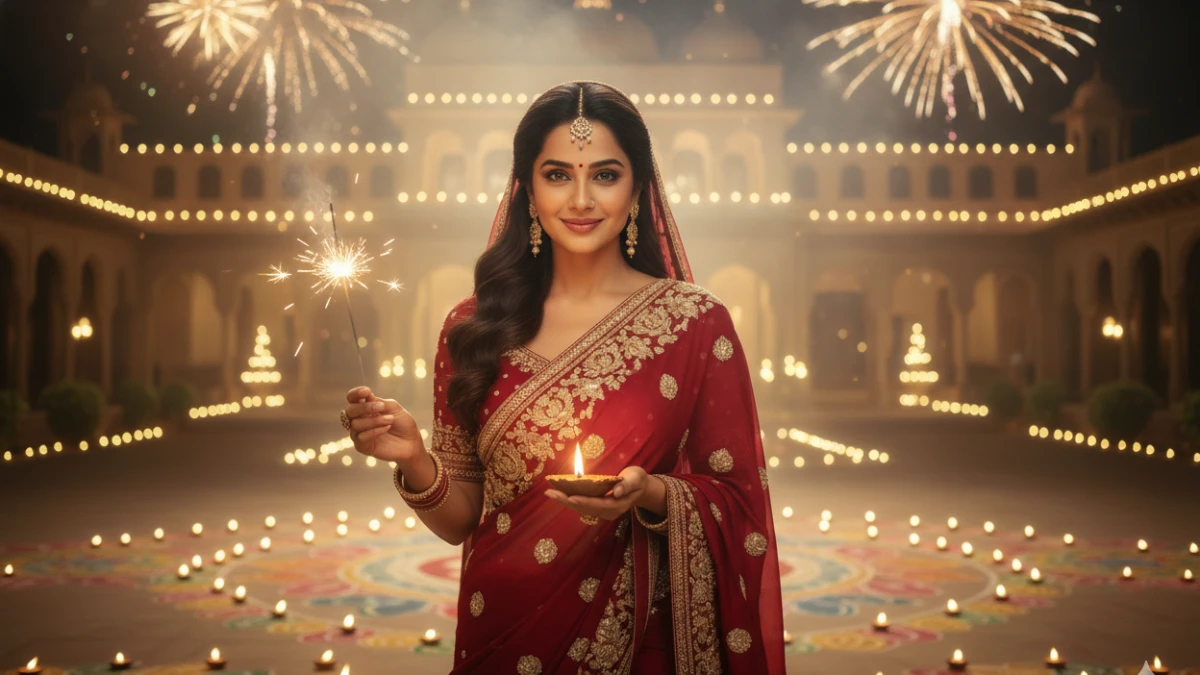 50 Gemini AI Retro Photo Editing Prompts for This Diwali (Girls): Create 90s-inspired Cinematic AI portraits