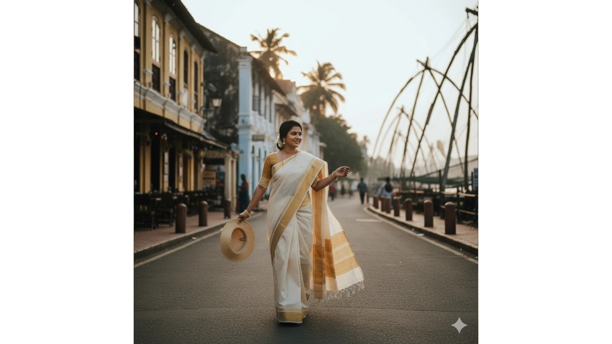 10 Hyper Realistic Kerala Heritage Portraits Gemini AI Photo Editing Prompts for Girls Inspired by Backwaters, Kasavu Sarees & Traditional Monuments