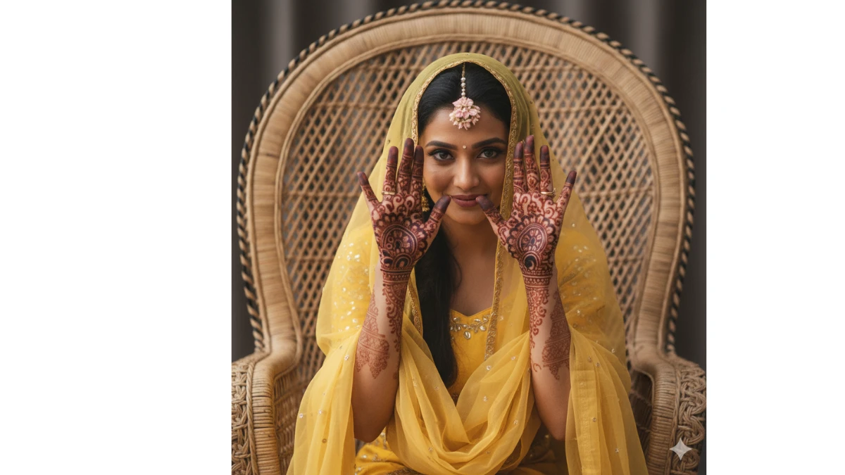 10 Stunning Gemini AI Mehndi Photoshoot Prompts for Girls to Create Cinematic Mehndi Photoshoots