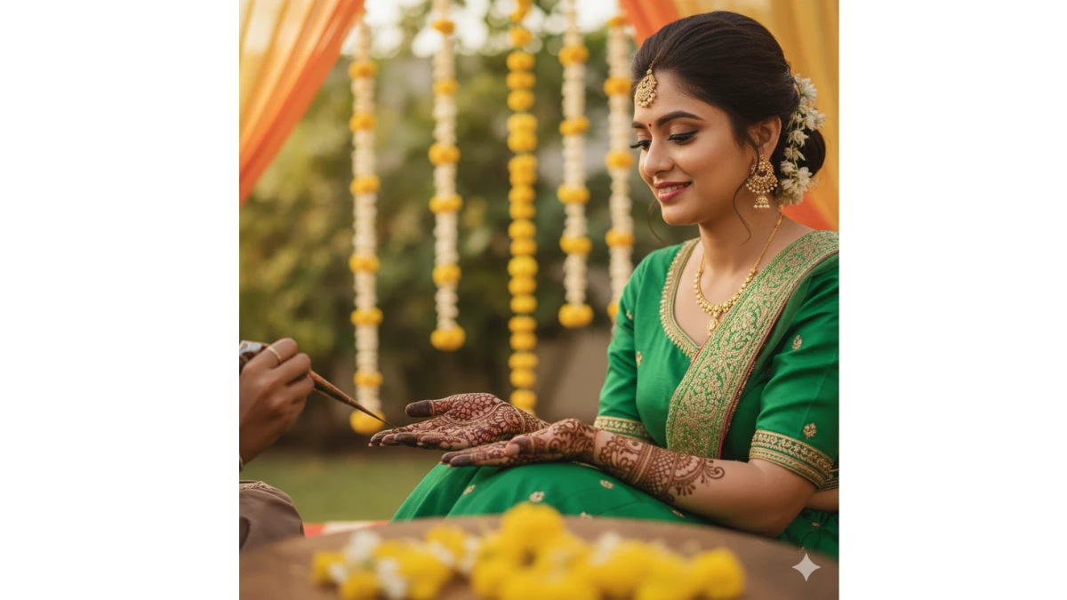 10 Stunning Gemini AI Mehndi Photoshoot Prompts for Girls to Create Cinematic Mehndi Photoshoots