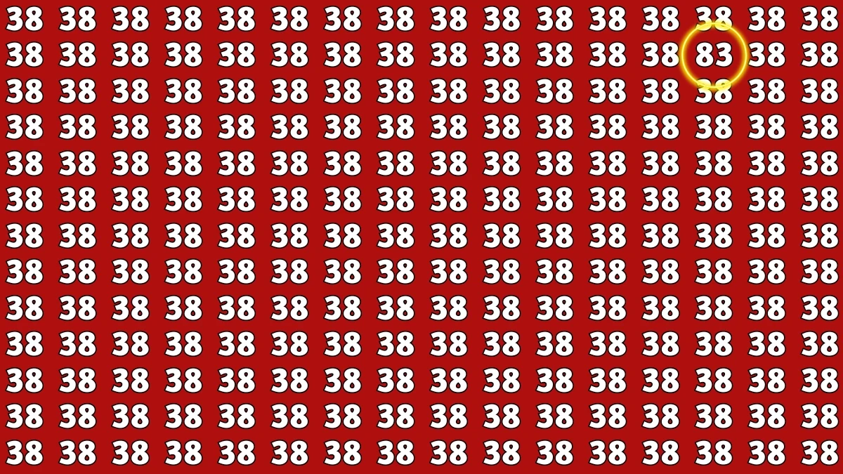 Observation Find it Out: Within 7 Seconds Spot The Number 38 among 83