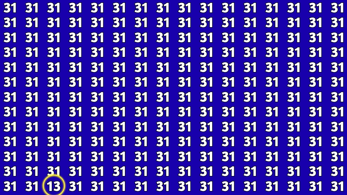 Observation Find it Out: Within 5 Seconds Spot The Number 13 among 31