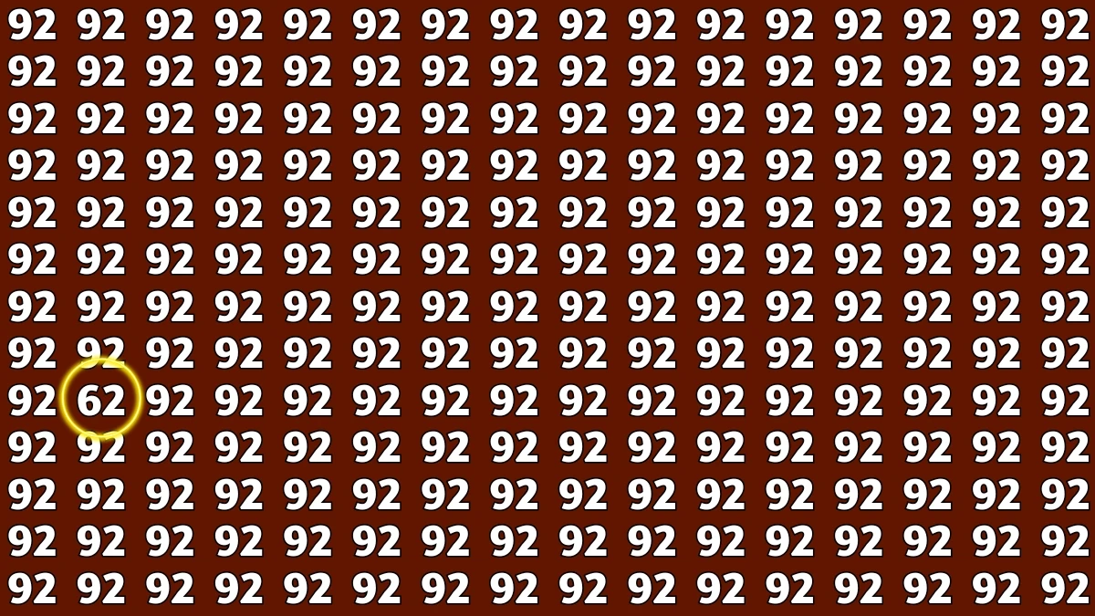 Observation Find it Out: Within 5 Seconds Spot The Number 62 among 92