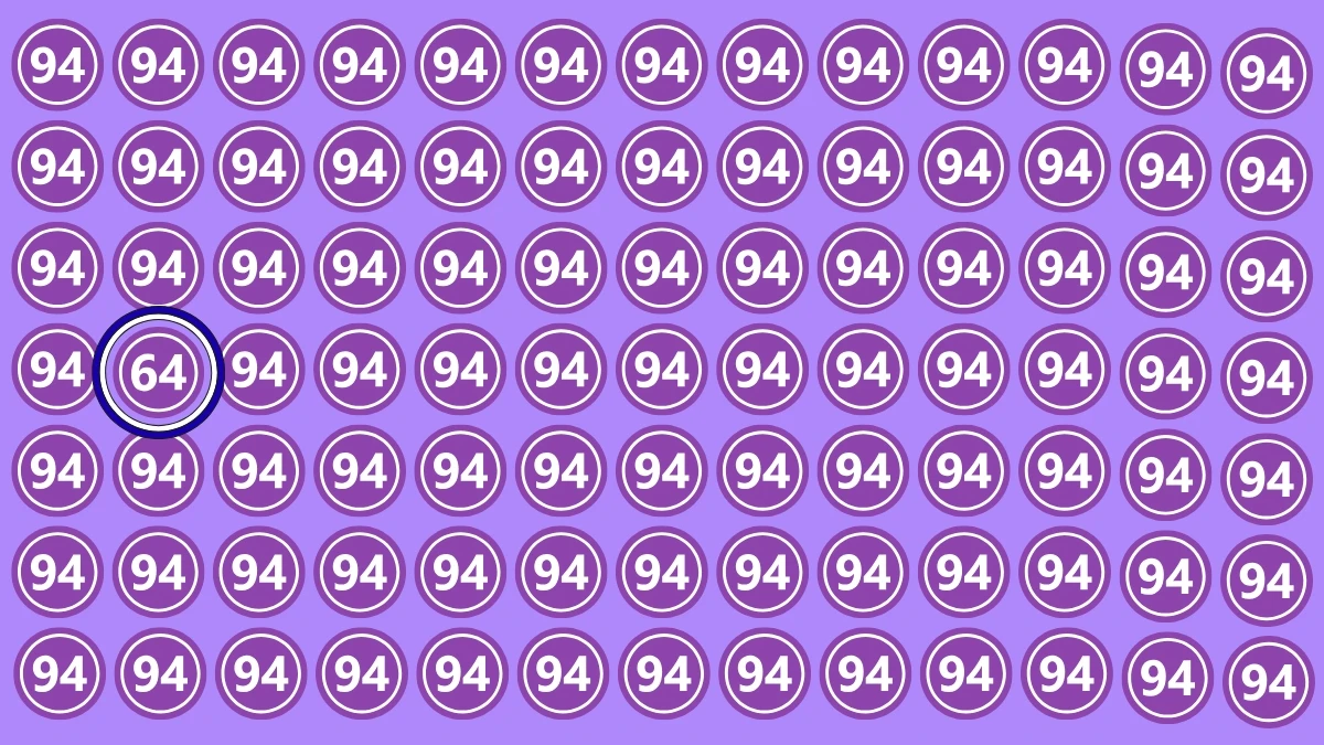 Observation Find it Out: Within 5 Seconds Spot The Number 64 among 94