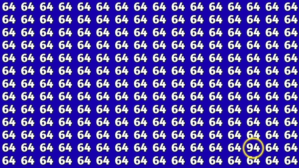 Observation Find it Out: Within 6 Seconds Spot The Number 94 among 64