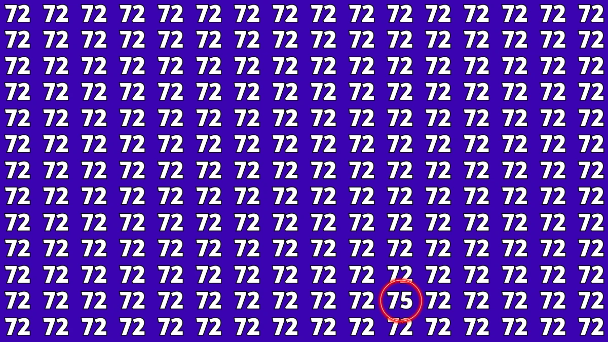 Observation Find It Out: Within 7 Seconds Spot The Number 75 among 72s