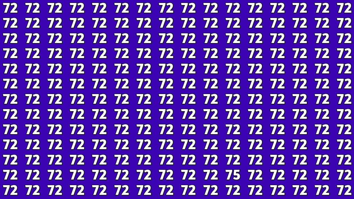 Observation Find It Out: Within 7 Seconds Spot The Number 75 among 72s