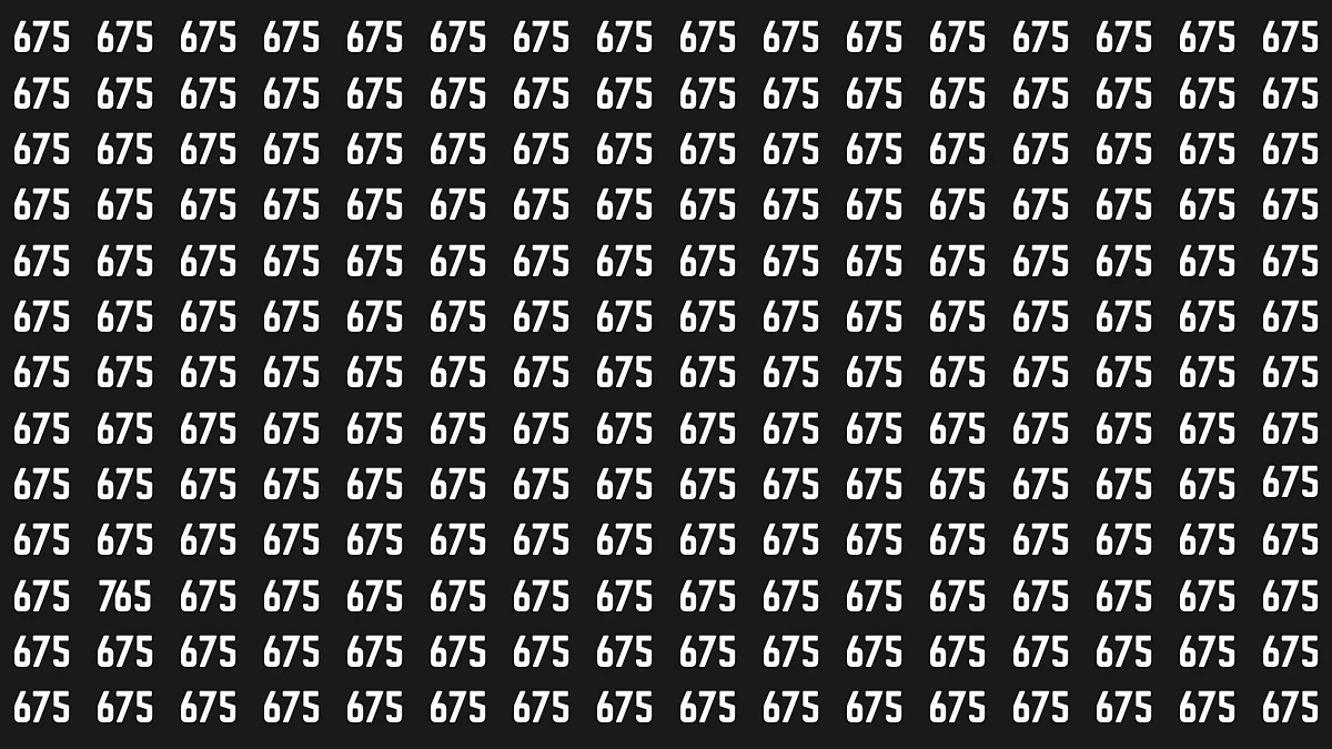 Optical Illusion 7 Challenge: Only People with Eagle Eyes Can spot the Number 765 among 675
